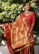 Golden And Red Kanchipuram Silk Saree